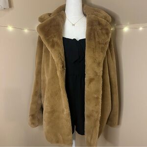 Tan Faux Fur Coat – I.N.C. International Concepts – Size S